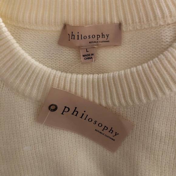 Philosophy Sweater Cream Ivory Pullover soft Blouse Large Woman Top Winter Comfy - Picture 4 of 7